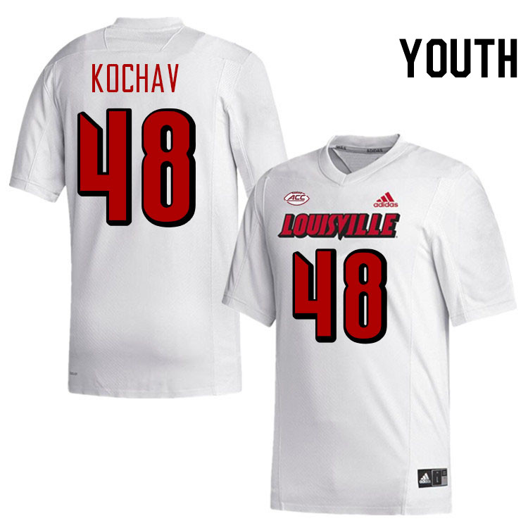 Youth #48 Shai Kochav Louisville Cardinals College Football Jerseys Stitched-White